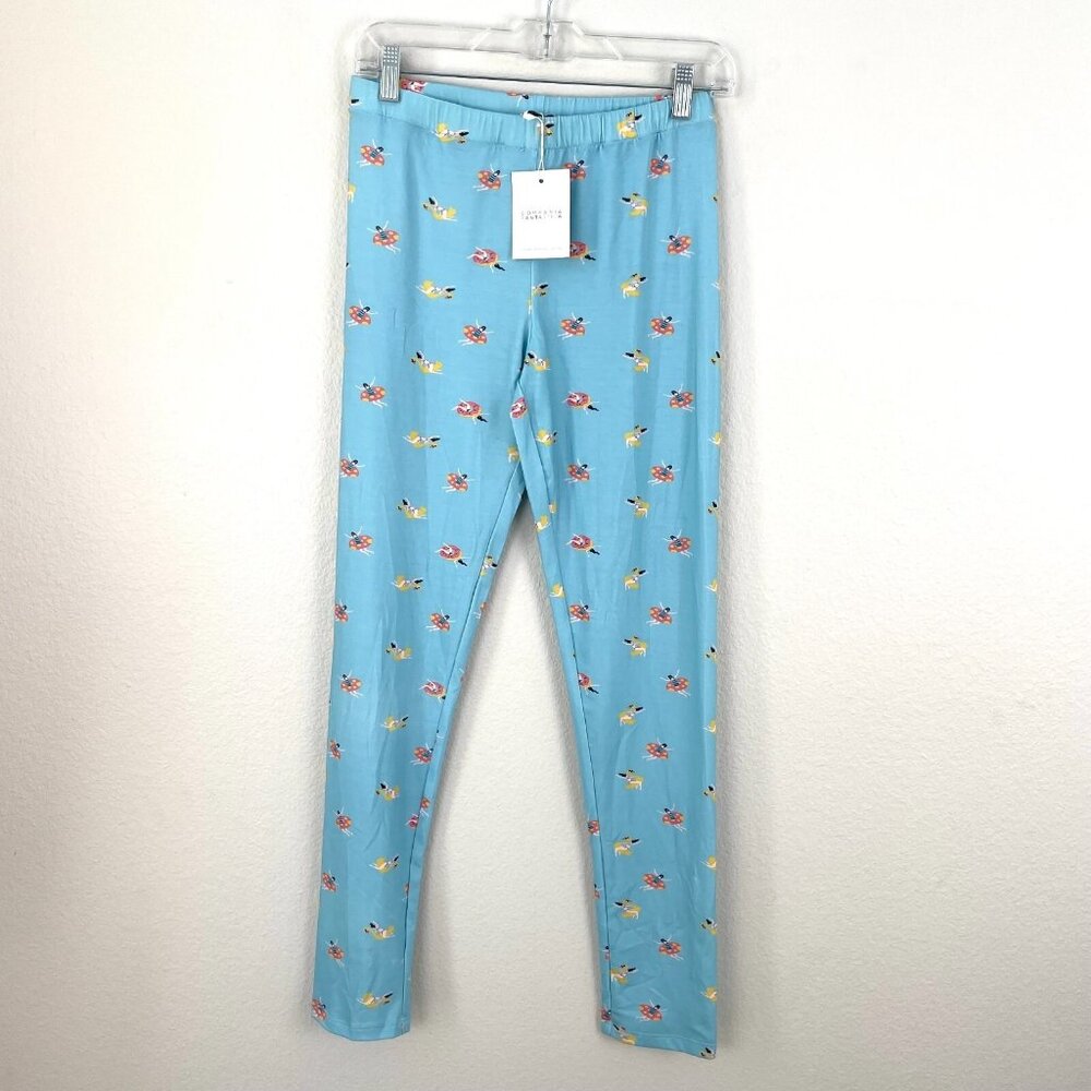 NEW Compania Fantastica for Modcloth Womens Small Blue Lounge Pants Pajamas Pool
